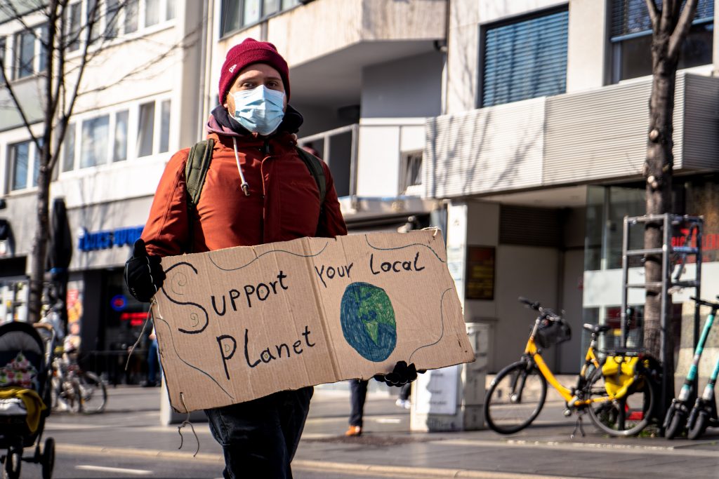 protester at climate march