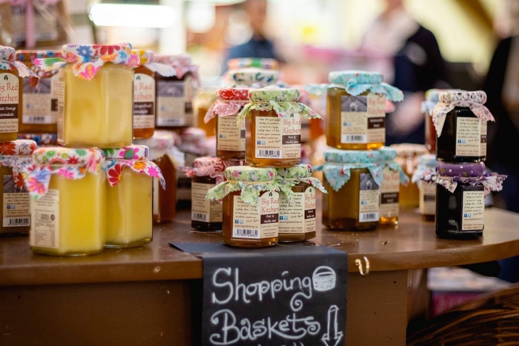 Jams and preserves on a table