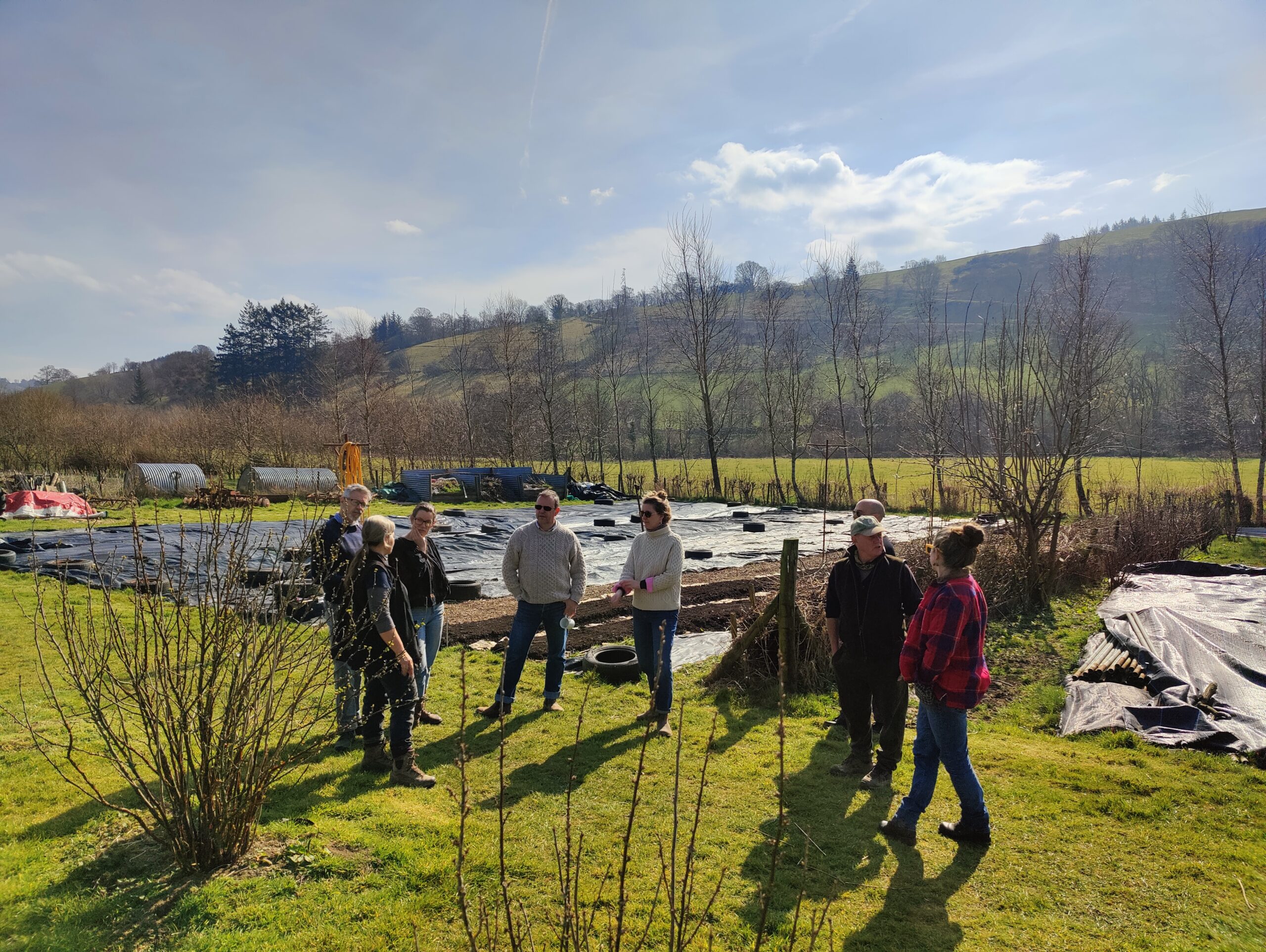 Ash & Elm P4G visit Members of the Procurement For Good project team stood in the grounds of Ash & Elm market garden in early spring
