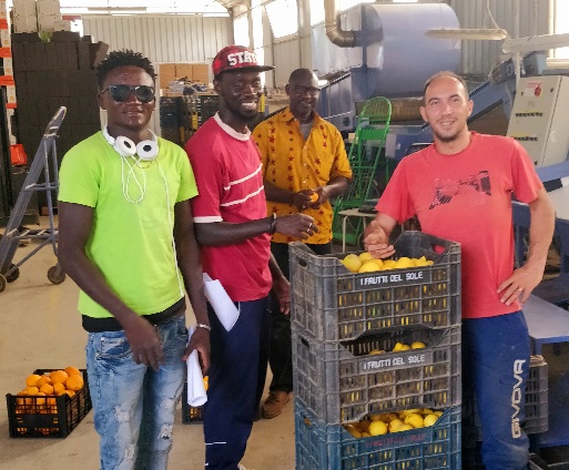 Members of the Mani e Terra Co-operative in Calabria, Italy
